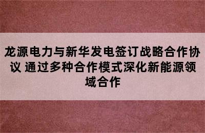 龙源电力与新华发电签订战略合作协议 通过多种合作模式深化新能源领域合作